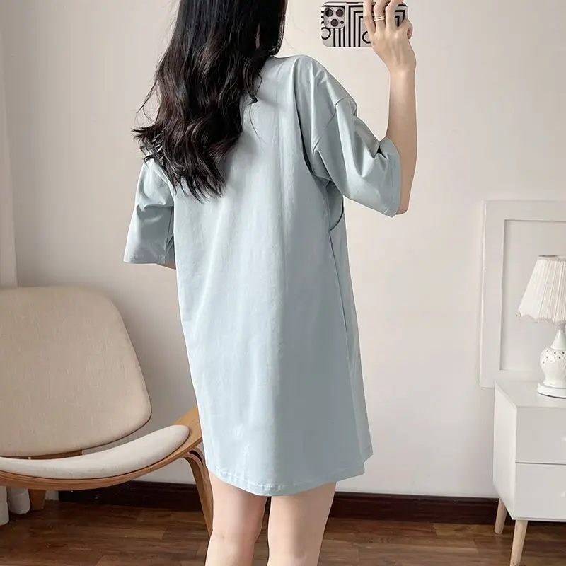 Maternity Nursing T-Shirt Short Sleeve Midi Length Postpartum Clothing Comfortable Breathable Polyester for Summer Pregnancy - 4