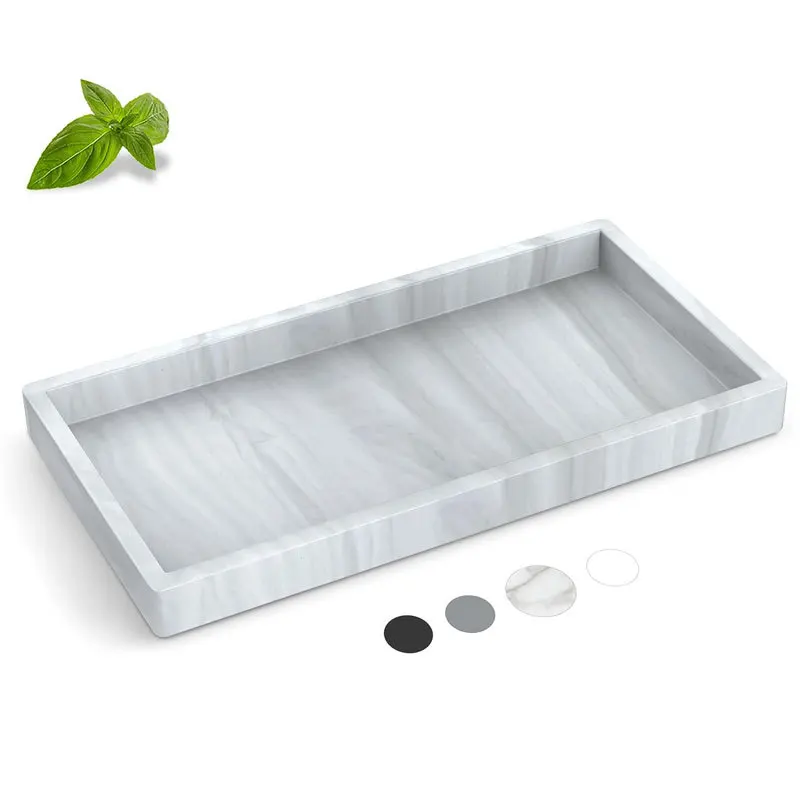 Silicone Bathroom Tray Bathroom Counter Tray Thickened Silicone Bathroom Vanity Tray Shatterproof Durable Rectangle Tray Soap Dispenser Tray