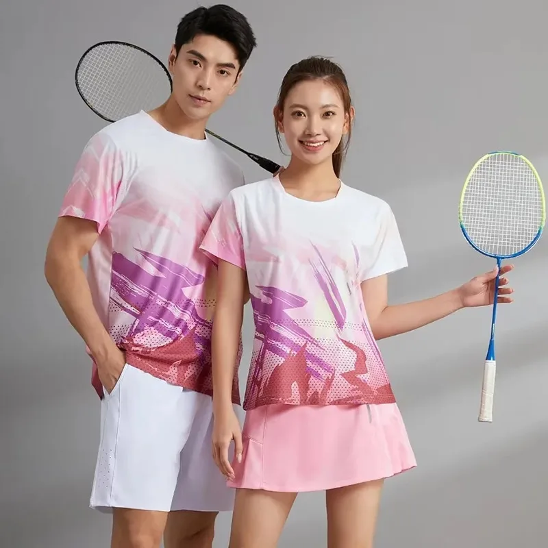 New Polyester Badminton t shirt Men/Women's ,Sports badminton clothes ,Table Tennis t shirt Qucik dry Exercise Polo Shirs