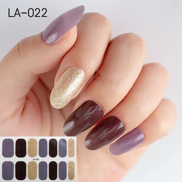 Korean Fashion Colorful 3D Glitter Sequins Nail Art Stickers Manicure DIY Nail Strips Wraps Solid Color LA-022