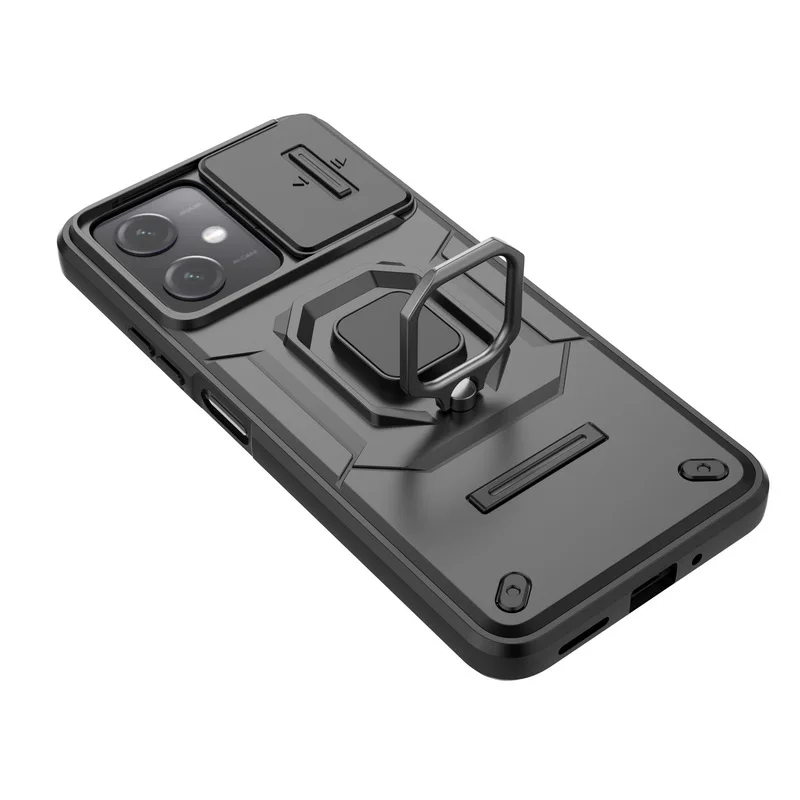 Étui de protection d'objectif d'appareil photo coulissant antichoc pour Xiaomi Redmi Note 12 Mi Poco X5 Pro avec support d'anneau magnétique_voghion.com