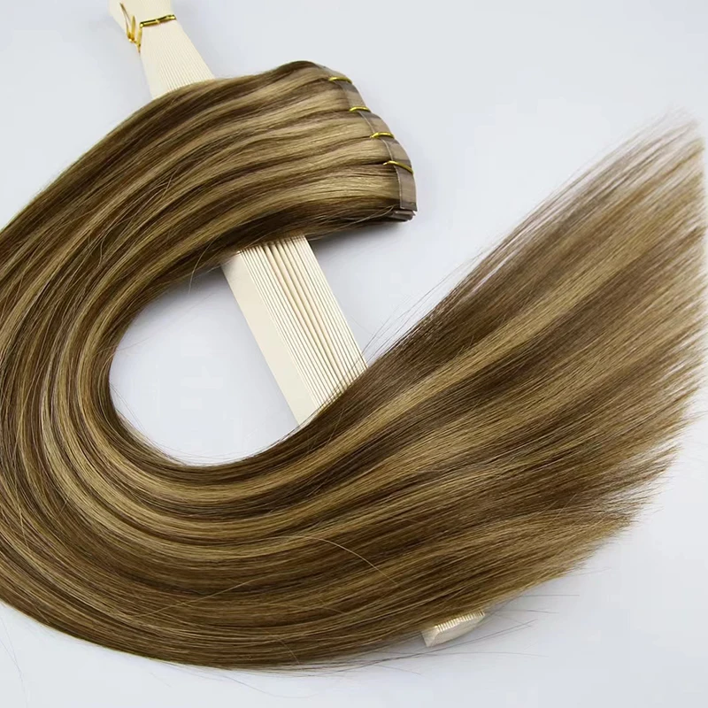 Straight Invisible PU Clip In Full Head Hair Extensions Real Human Hair Brazilian Virgin Hairpiece 8pc/set Seamless Clip In