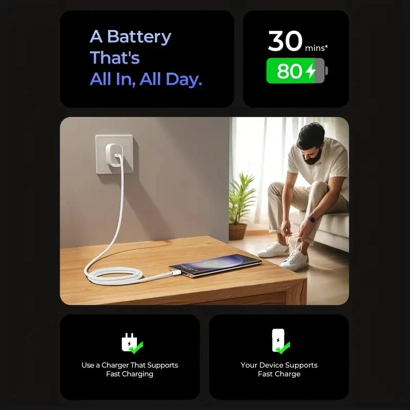 60W USB-C to USB-C Fast Charger Cable with Quick Charging Capability