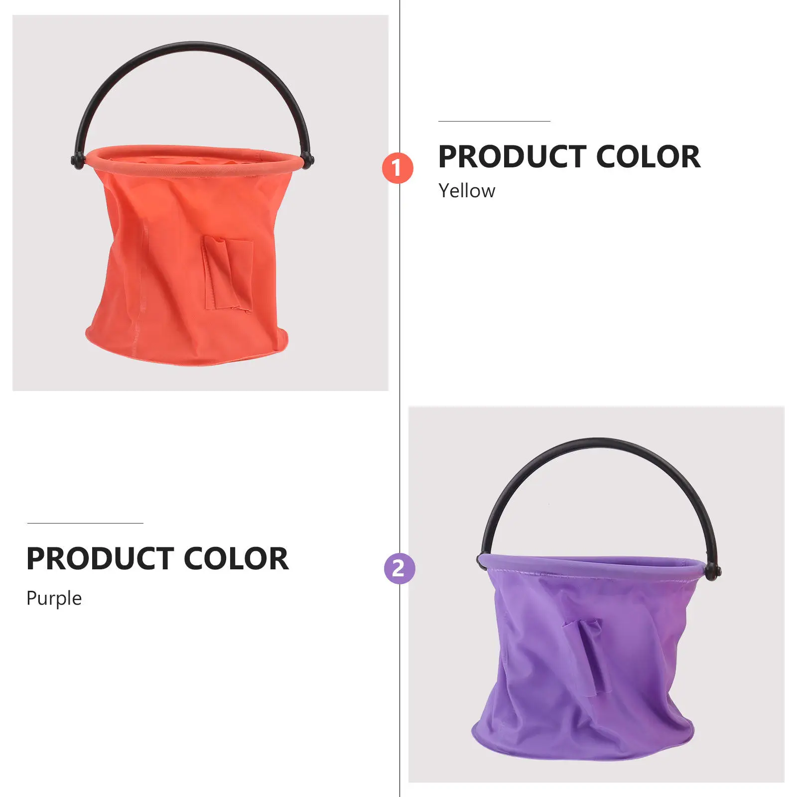 2Pcs 워시 펜 버킷 접이식 플라스틱 브러시 세척 버킷 오렌지 퍼플 휴대용 아티스트 브러시 분지 그림 그리기 야외 여행용