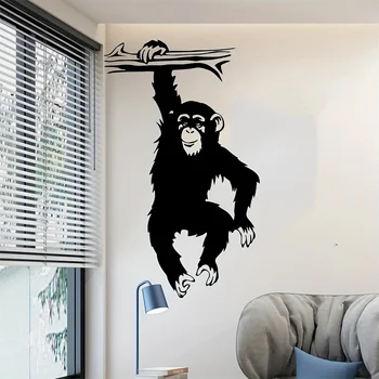 Grandi adesivi murali divertenti dell'albero della scimmia per la decorazione della camera da letto del soggiorno Decalcomanie da muro in vinile del ramo di animali della foresta della giungla dei cartoni animati 1