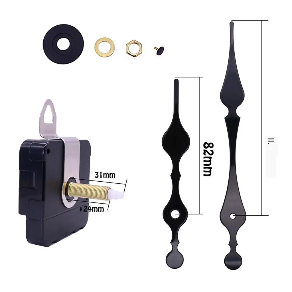 1 Set DIY Wall Clock Movement Accessories Clockwork Repair Parts Kits Mechanism Black Long Spindle Replacement wall clock movement,quartz clock movement