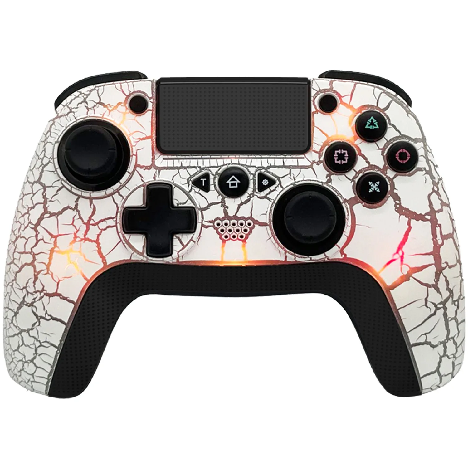 Controller Wireless Q600 Per Ps4, Gamepad Remoto Wireless Con Design Unico Incrinato/8 Colori Led Regolabili/Retro Programmabile B