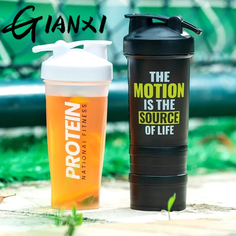 Shaker Bottle GIANXI Gym Sports Protein Powder Mixing Bottle Outdoor Portable Leak Proof Plastic Cup Drinkware