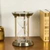 Handmade Glass Empty Hourglass Bottle Container Metal Three Column Sandglass Creative Sand Clock Timer Office Home Decoration 6