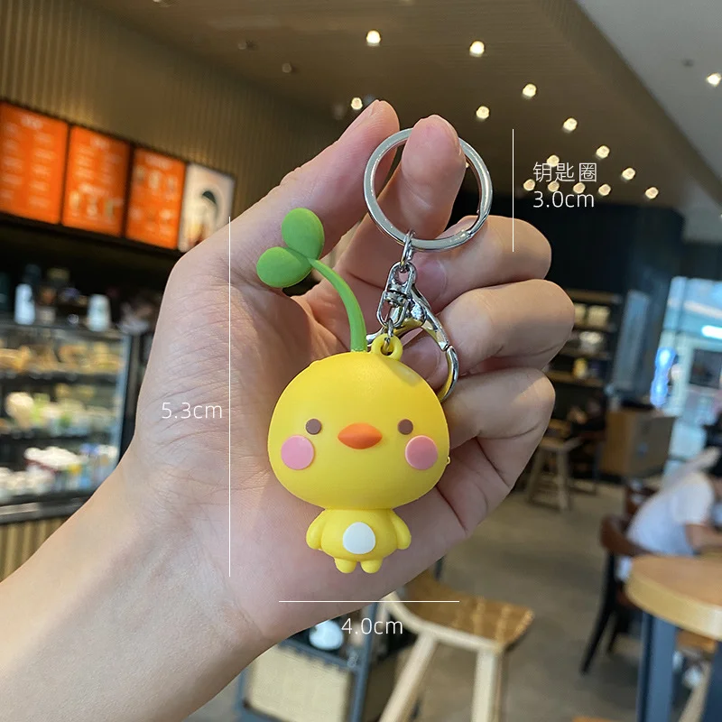 Cute bean sprouts, frog cartoon keychain, car keychain, creative backpack hanging decoration, couple gift wholesale 4
