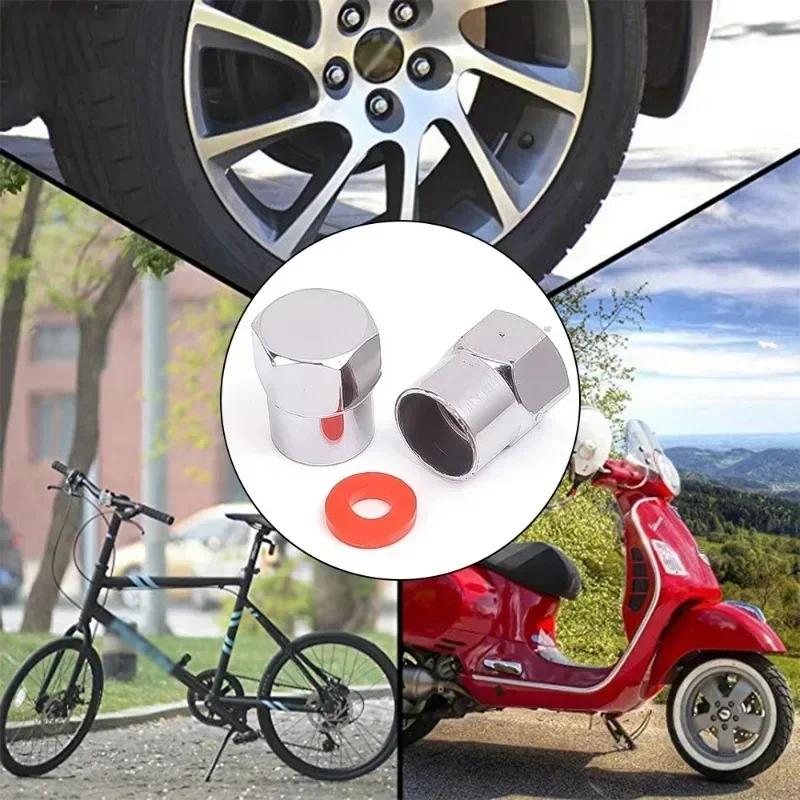10-Piece Chrome Dust-Proof Tire Valve Cap Set with O-Ring Seal
