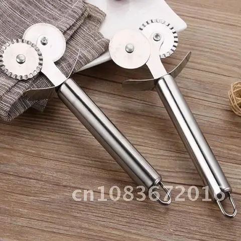 

Double Wheel Round Hob Lace Pizza Cutter Stainless Steel Double Roller Knife Pastry Pasta Dough Crimper Kitchen Cut Tools