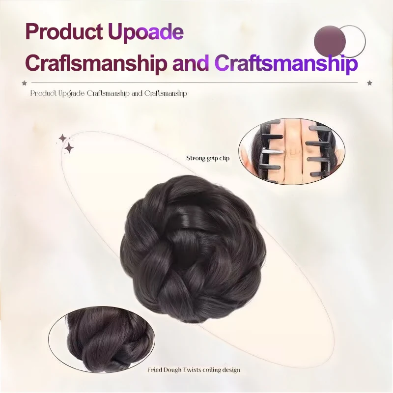 LUPU Synthetic Wigs Hair Buns Heat-Resistant Hair Clips and Flower Hair Buns are Suitable for Women's Daily Wear and Gatherings