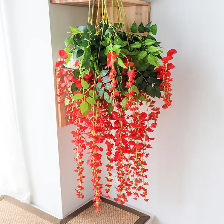Artificial Plant Wisteria Flower Wall Hanging Rattan Decoration Home Hotel Garden Hall Decoration Wedding Scene Ceiling Pendant