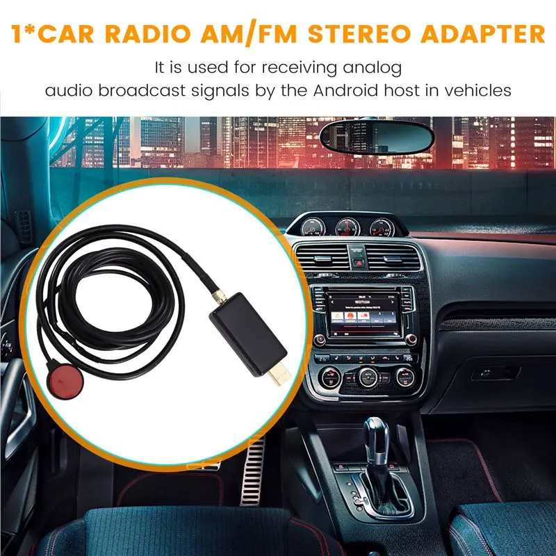 A37T-미니 플러그 앤 플레이 자동차 라디오 AM/FM 스테레오 어댑터 수신기 USB 인터페이스 안테나 안드로이드 멀티미디어 시스템에 적용됨