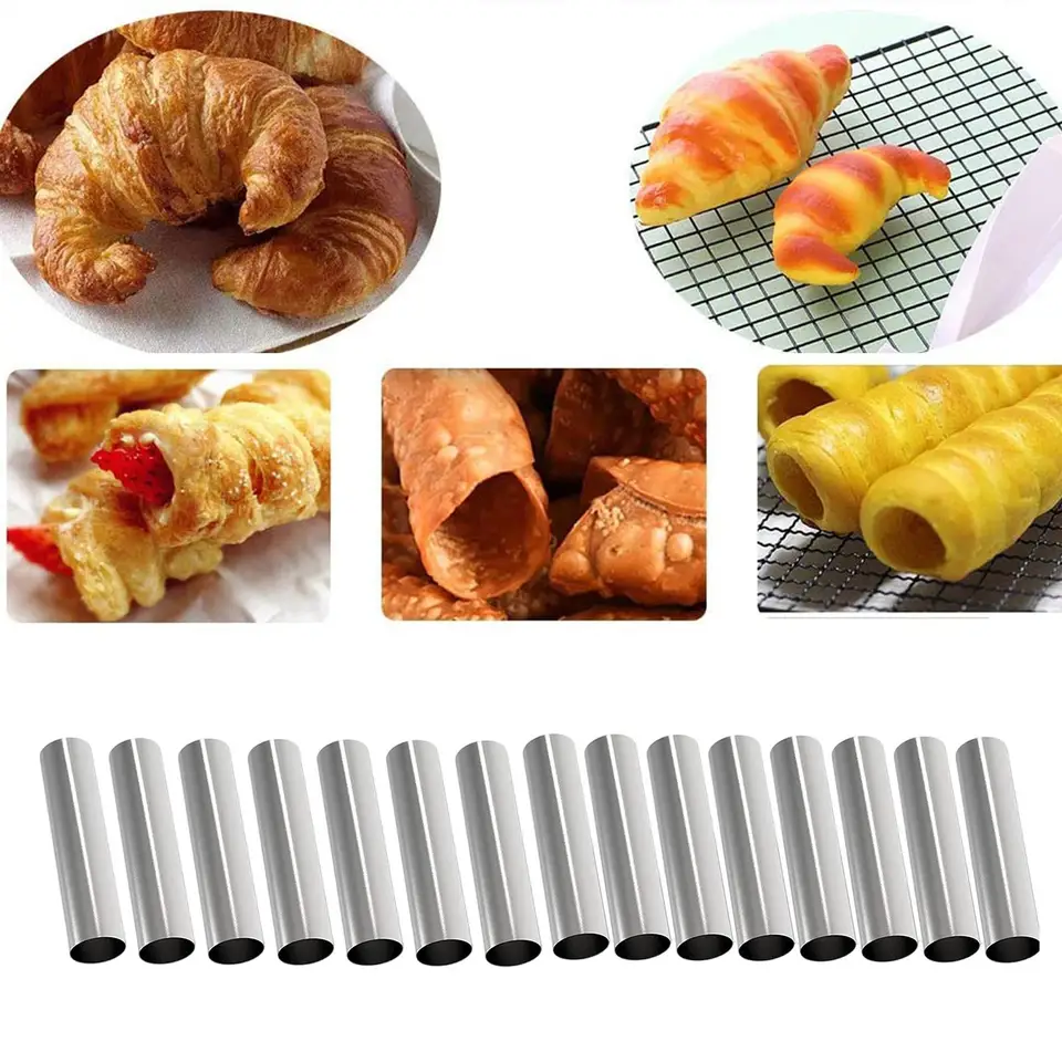 FantasyDay Anti-aanbaklaag crème hoorn kegels, 20 stuks roestvrijstalen schroef croissant mal cannoli vorm buizen, crème roll schimmel gebak bakvorm - Kerstmis verjaardag vrijstaande gebak kegel