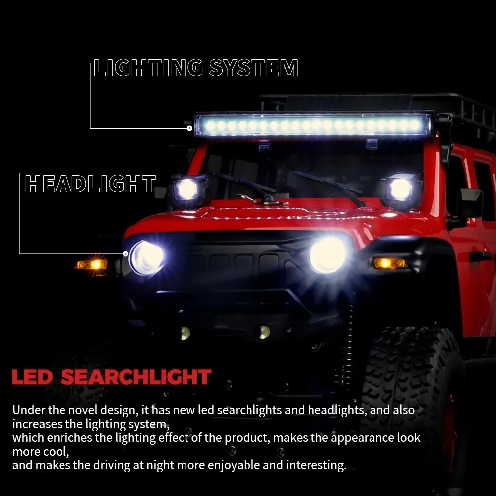 Wltoys 2428 1:24 미니 RC 자동차 2.4G LED 조명 4WD 오프로드 전기 크롤러 차량 원격 제어 트럭 장난감 어린이를위한