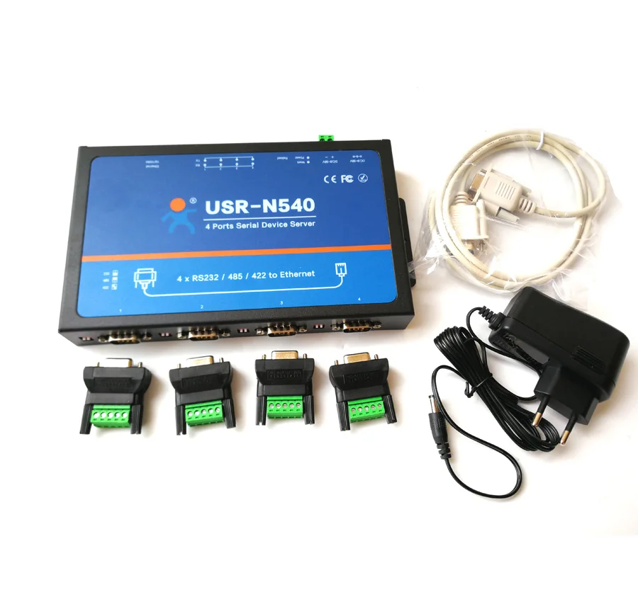 USR-N540 4포트 RS232 RS485 RS422-이더넷 RJ45 Modbus RTU 게이트웨이 직렬 장치 서버(SSL/TSL MQTT 포함)