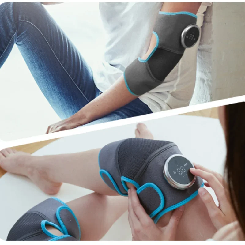Heated Knee Massager Eletric Vibration Leg Joint Shoulder Elbow Support Warming Massage w/ Magnetic Remote and Adjustable Strap