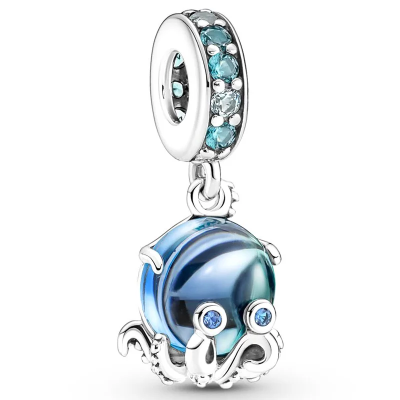 

Original Moments Murano Glass Cute Octopus Dangle Charm Bead Fit Pan 925 Sterling Silver Bracelet & Necklace Jewelry