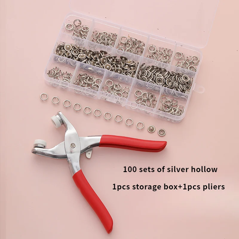 100/150 Sets T5 Plastic Snap Button with Snaps Pliers Tool Kit & Organizer  Containers，DIY Garment Press Stud Fasteners - AliExpress