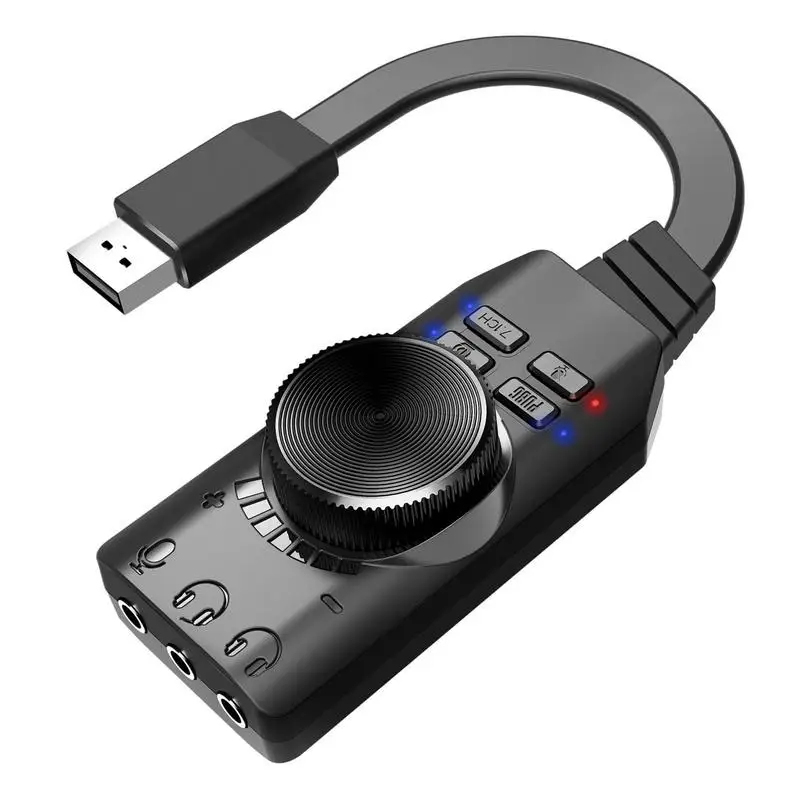 

Виртуальная звуковая карта 7,1, USB аудио интерфейс, внешняя звуковая карта 3,5 мм для ПК, USB-звук