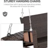 Hanging Porch Swing, Wicker Daybed for 2 with Cushions, 550 lb Capacity, Patio Furniture for Backyard & Garden, Orange 4