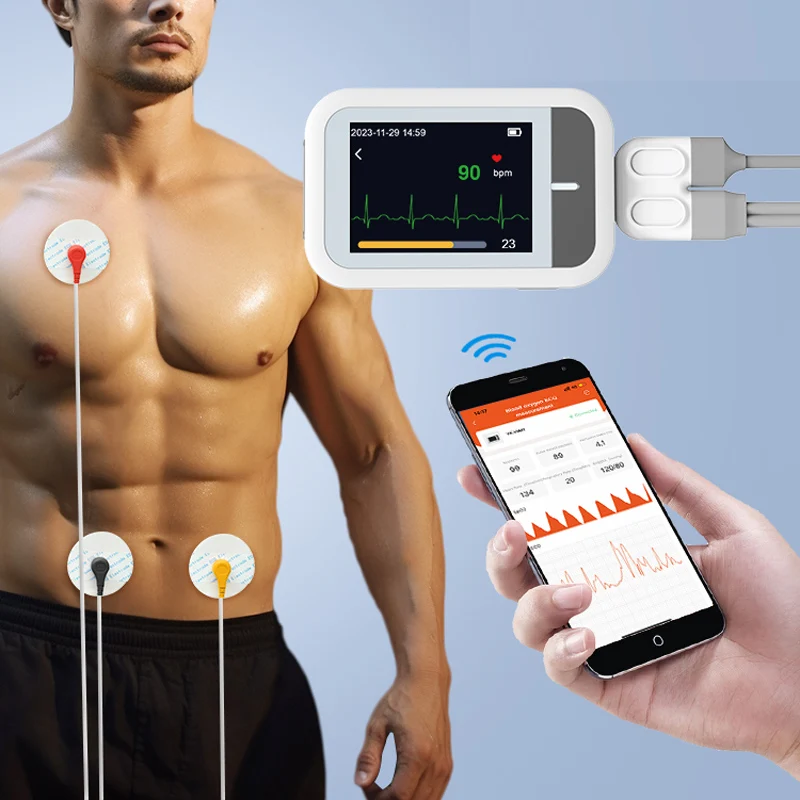 Yongrow Digital Electrocardiograph 2.4 Touch Ekg 2 Lead 3 Channel ECG Portable Electrocardiograph Machine Tft Lcd Display