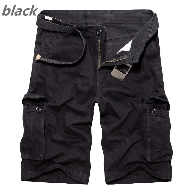 Summer Men's Fashion Overalls Cotton Casual Loose Multipocket Shorts Cargo Shorts Large Size