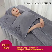 head spa shampoo bed towel Beauty salon headband bedding towel towel bath towel set print logo customized beauty head spa liege 1