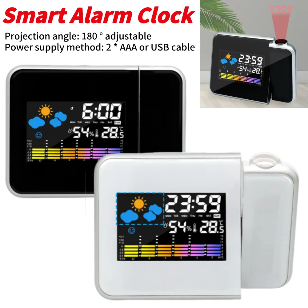Orologio con Proiezione, Angolo di Proiezione Regolabile, Proiettore LED Digitale con Retroilluminazione Notturna per Casa, Soggiorno, Camera da Letto