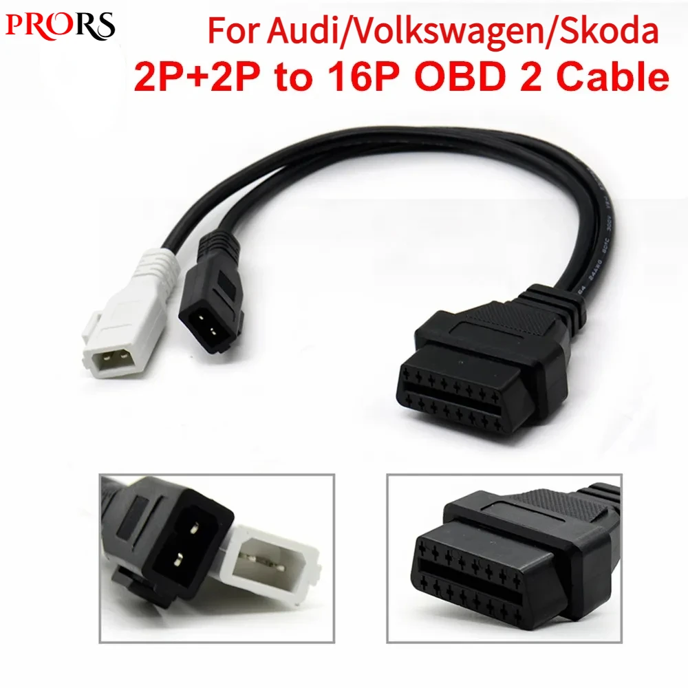 Adattatore Vag Per Cavo Obd2 Da 2P + 2P A 16Pin Per Audi 2 X2 Obd1 Obd2 Connettore Per Cavo Diagnostico Per Auto Per Vw/Skoda 2P + 2P A 16Pin Femmina