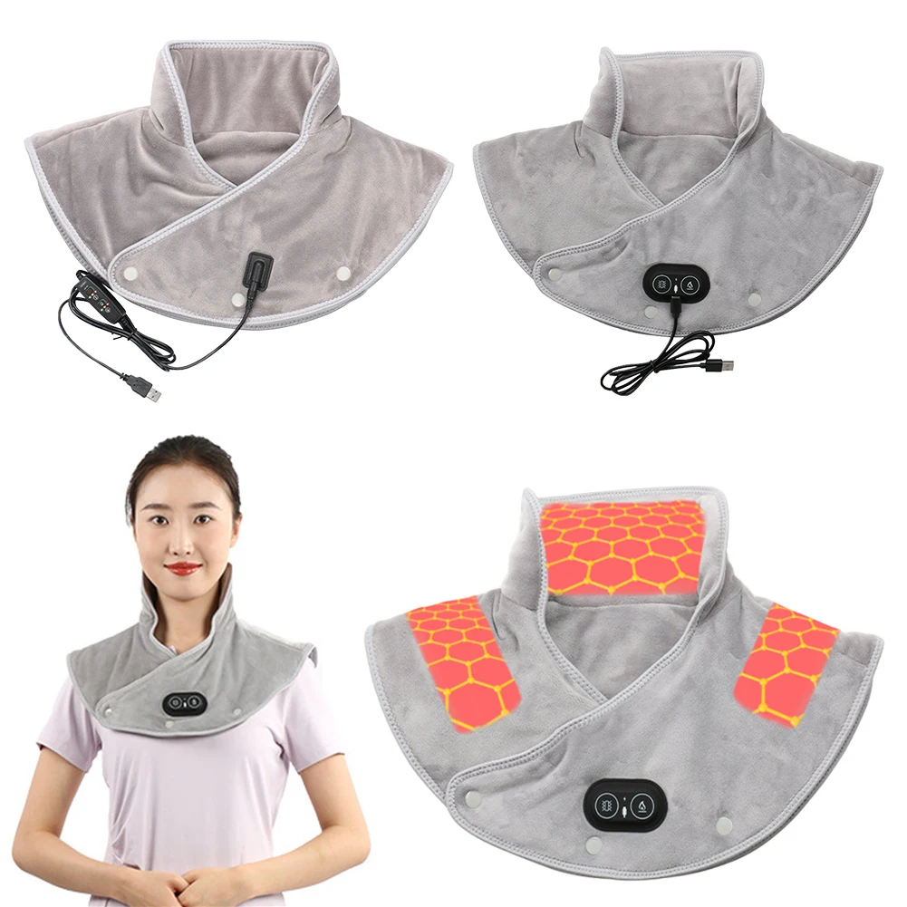 Electric Heating Shoulder Neck Pad Massager USB Cervical Brace Wrap Hot Compress Cervical Shawl Warmer for Neck and Shoulders