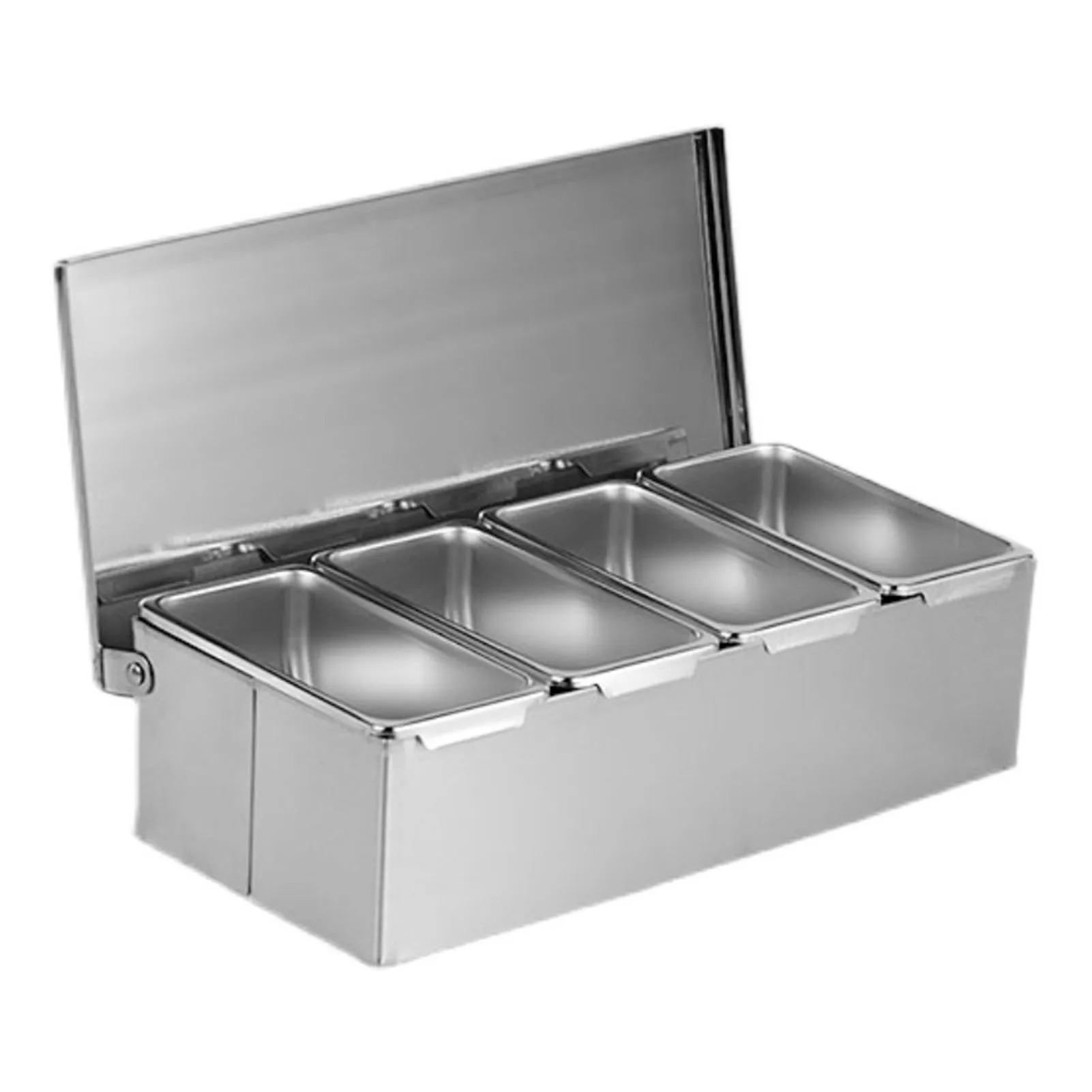 Seasoning Box with Cover Stainless Steel Seasoning Box 4 Compartment Trays Large Capacity Storage Seasoning Case for Kitchen