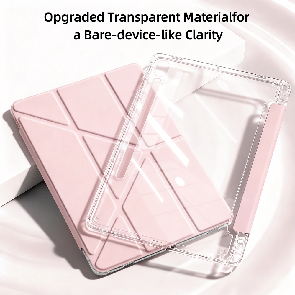 Acrylic Back Tablet Case with Pencil Holder and Auto Sleep/Wake Feature