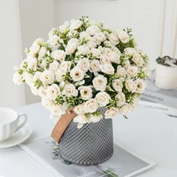 15 blomsterhoder – 5 greiner silkeroser til bryllup, kranser og dekor