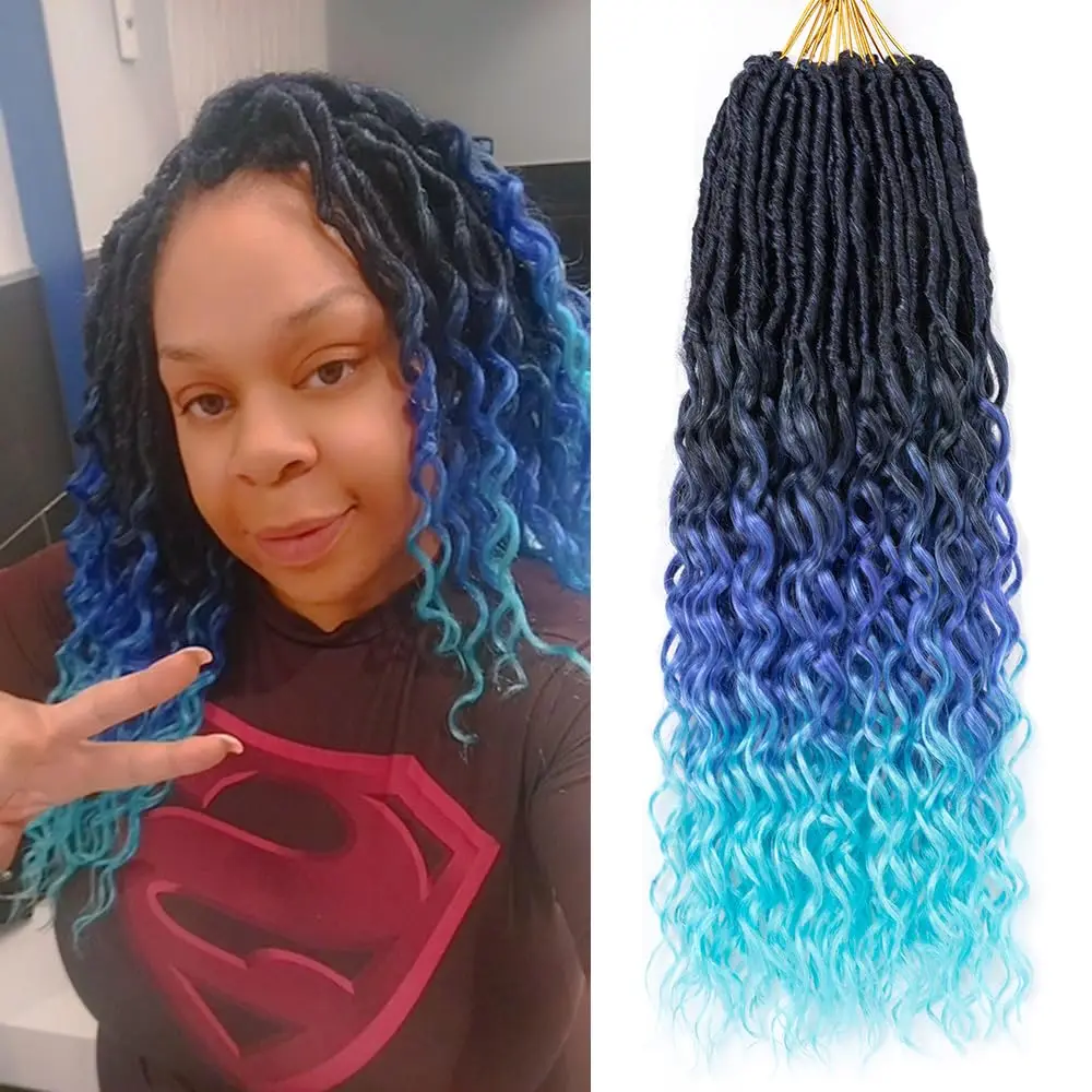 14-inch synthetic (35.5 cm) goddess crocheted hair 1 piece with new soft faux crocheted deep wave pre-loop extensions for women