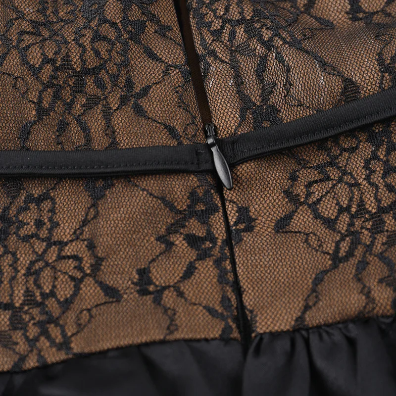 Fantoye Sexy Durchsichtig Spitze Zwei Stück Sets Frauen Kleid Schwarz Langarm A-line Kleid Weibliche Herbst Neue Elegante Party Clubwear – Detail 27