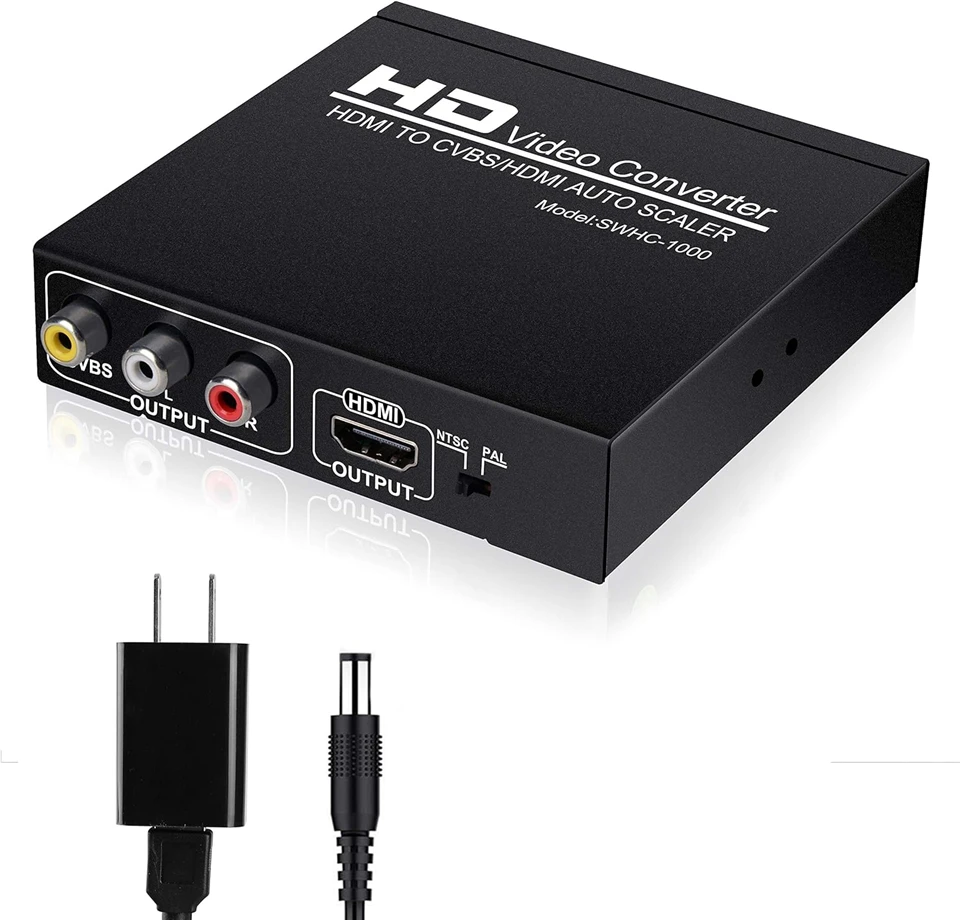 HDMI zu AV RCA CVBS 3RCA und HDMI Konverter Composite Out Audio Video Splitter Adapter Auto scaler 1080P In Out PAL NTSC TV – Detail 12