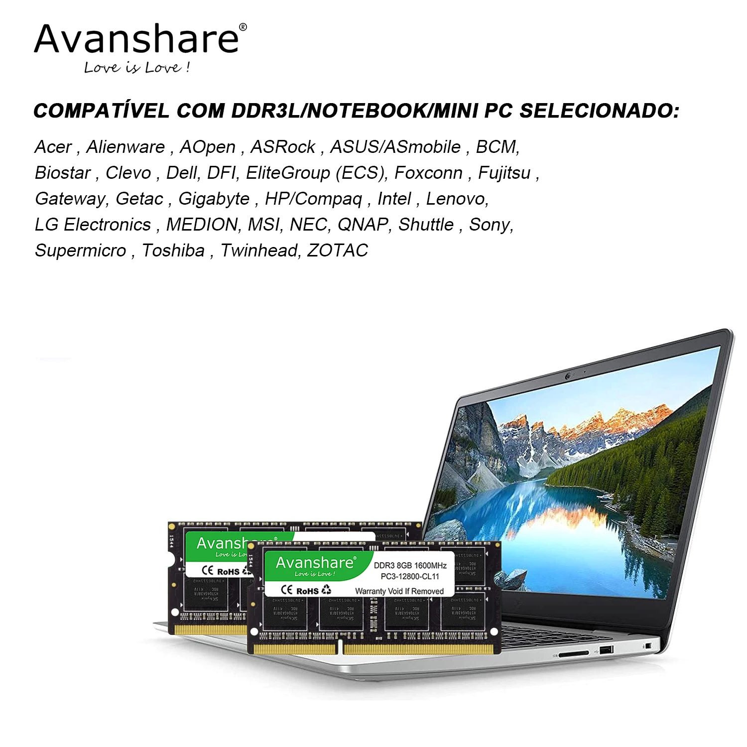 Avanshare Ram Memory DDR3 DDR4 DDR5 Sodimm 4GB 8GB 16GB 32GB 1333 1600 2400 2666 3200 5600MHz PC5 PC4 PC3L PC3 Laptop Computer laptop memory module laptop ram memory notebook ram memory