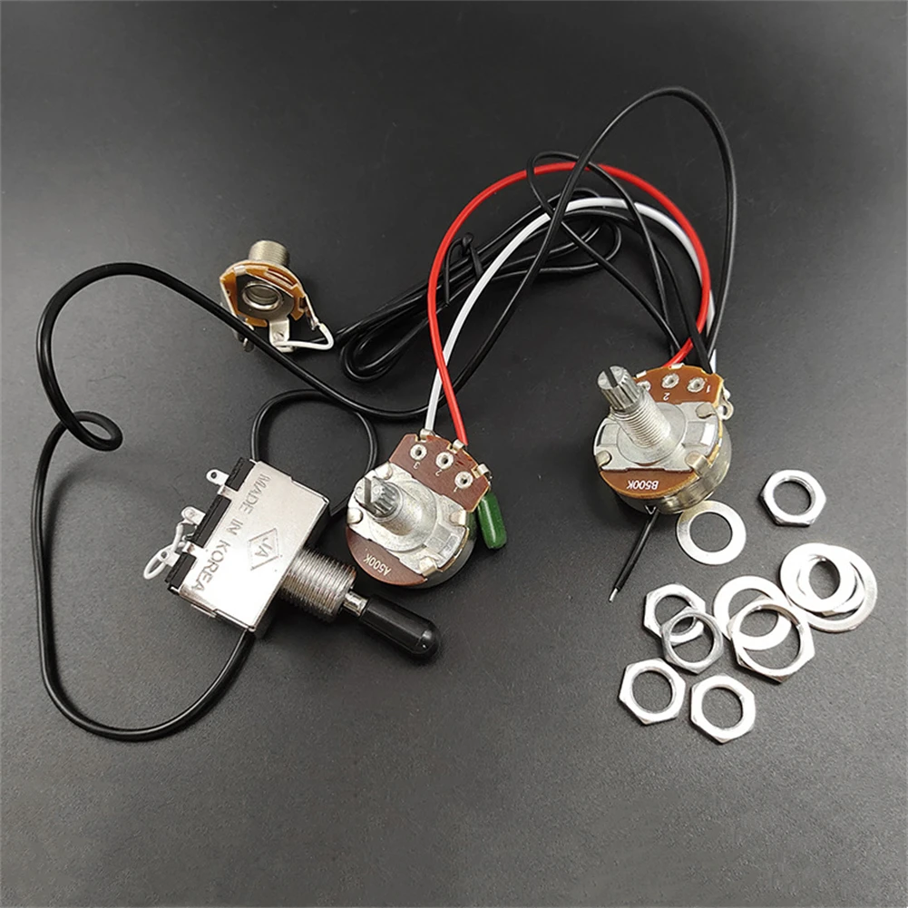 Guitar Wiring Harness Prewired 3 Way Toggle Switch 500K Pots