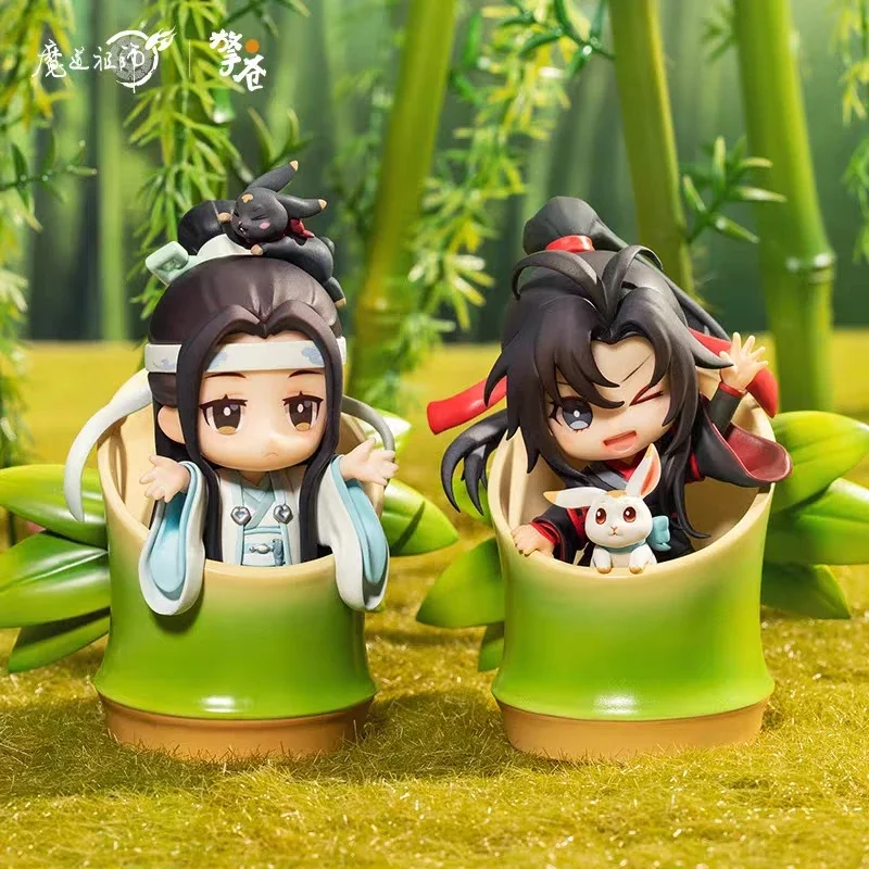 

Magic Way Master Wei Wuxian / Lan Wang Ji Birthday Series Q Version Anime Figures Model Dolls Thick Bamboo Tube Model Toys
