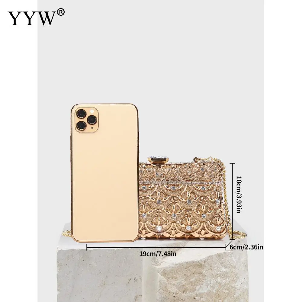 Luxury Crystal Evening Clutch Bag Diamond Women Clutch Evening Bag Wedding Golden Clutch Purse Chain Shoulder Bag Party Handbag