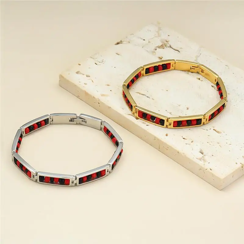 G&D New Arrival Stainless Steel Ourla Oshun Santeria Bracelet Mix Beads Babalawo Bangle For Women/Men Protection Jewerly Gift 3