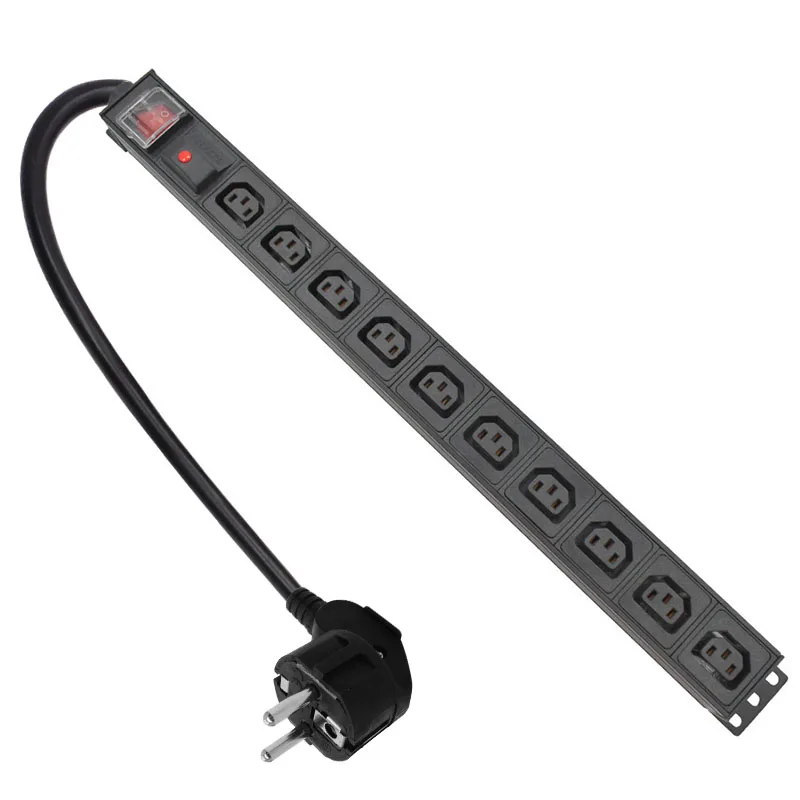 

Network Rack PDU aluminium alloy Power Strip socket 10 Ways C13 output With overload protection 2m extension cable