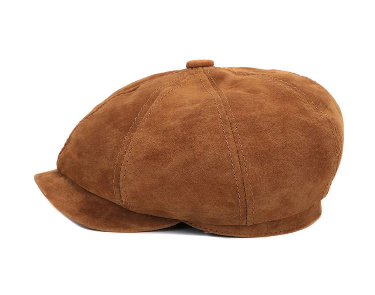 Retro Boina Männer Baskenmütze Hüte Unisex Echtes Leder Wildleder Achteckige Kappen Männlich Rrinted Patten Atmungsaktive Gatsby Gorra Dropshipping – Detail 10