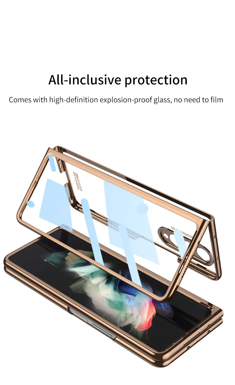 Luxury Plating Screen Glass Case For Samsung Galaxy Z Fold 3 Camera Protection H