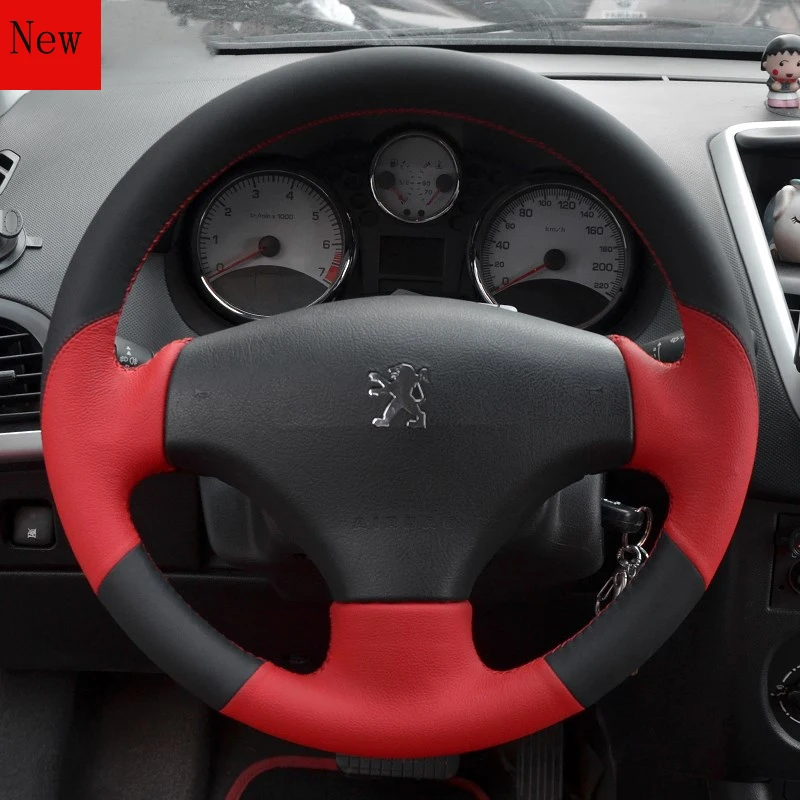 

Customized DIY Hand-Stitched Leather Suede Car Steering Wheel Cover for Peugeot 2008 3008 301 408 508l 308s Interior Accessories