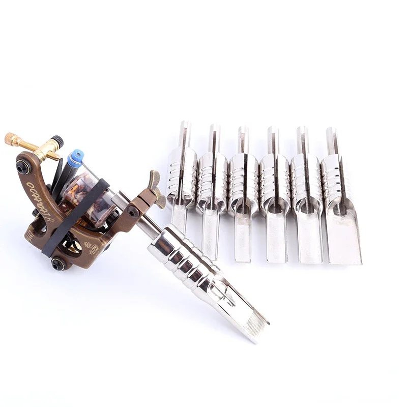 Tattoo Stainless Steel Large Row Handle Needle Nozzle 19F/23F/25F/29F/35F Tattoo Fogging Machine Handle Grips Makeup Supplies