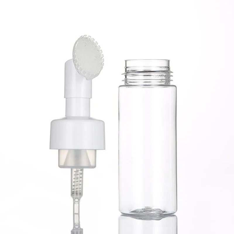 100ml-250ml 페이셜 클렌저 무스 폼 메이커 병 (실리콘 클린 브러시 포함) 휴대용 비누 포밍 펌프 디스펜서 용기